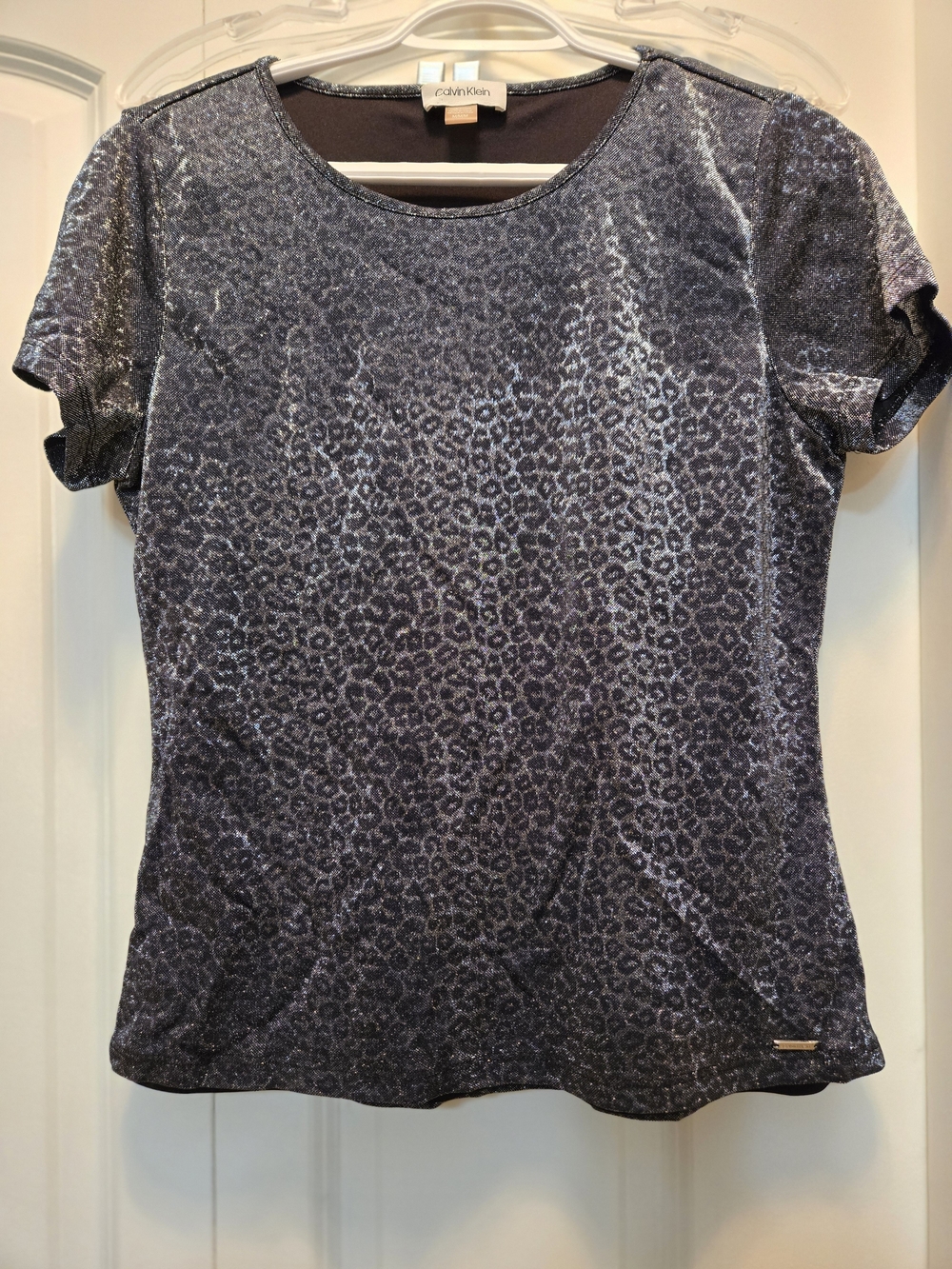 Calvin Klein Metallic Navy Leopard Short Sleeve Tee